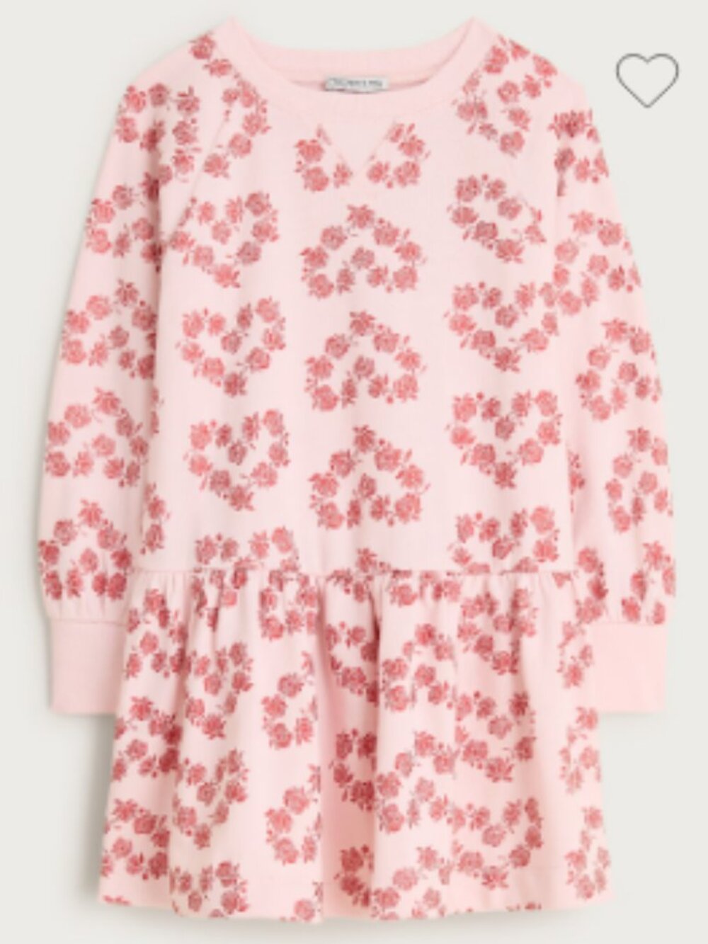 J. Crew Girls Sweatshirt Dress Cotton Terry Pink w/ Red Foil Hearts XL 12 NWT